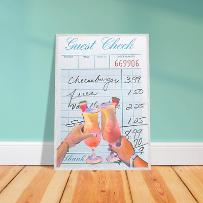 Retro Diner Cocktail "Guest Check" Vibrantwalls