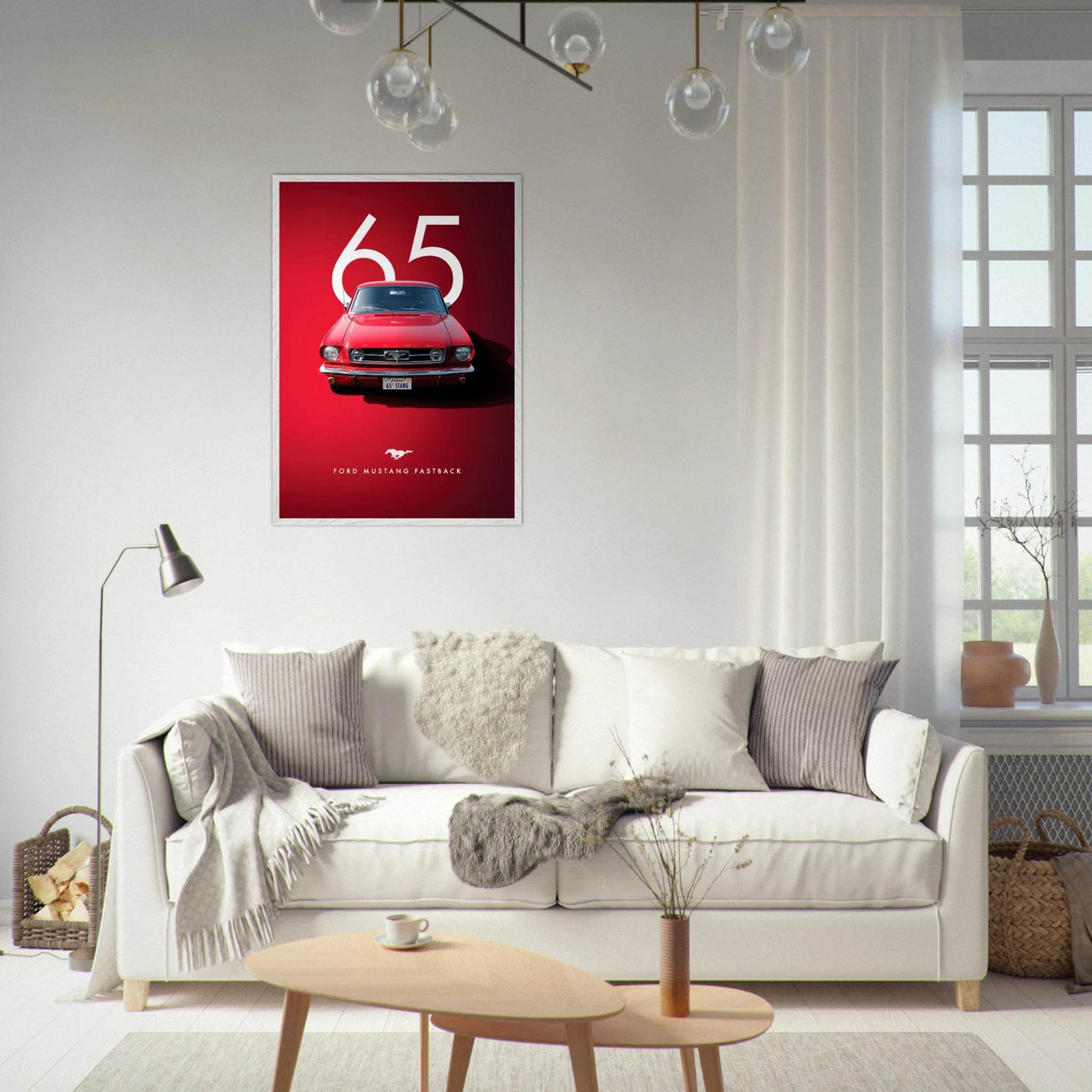 Iconic '65 Ford Mustang Fastback Framed Poster | Timeless Automotive Art, Ready-to-Hang in Your Style - Vibrantwalls