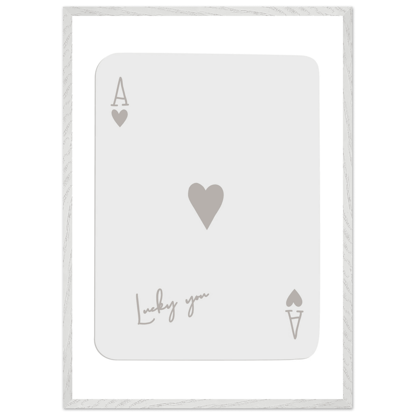 Minimalist Ace of Hearts Poker Card Print - Lucky You Wall Art, Eco-Friendly Wood Frame Poster - Vibrantwalls