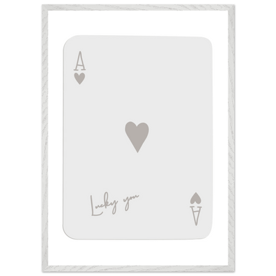Minimalist Ace of Hearts Poker Card Print - Lucky You Wall Art, Eco-Friendly Wood Frame Poster - Vibrantwalls