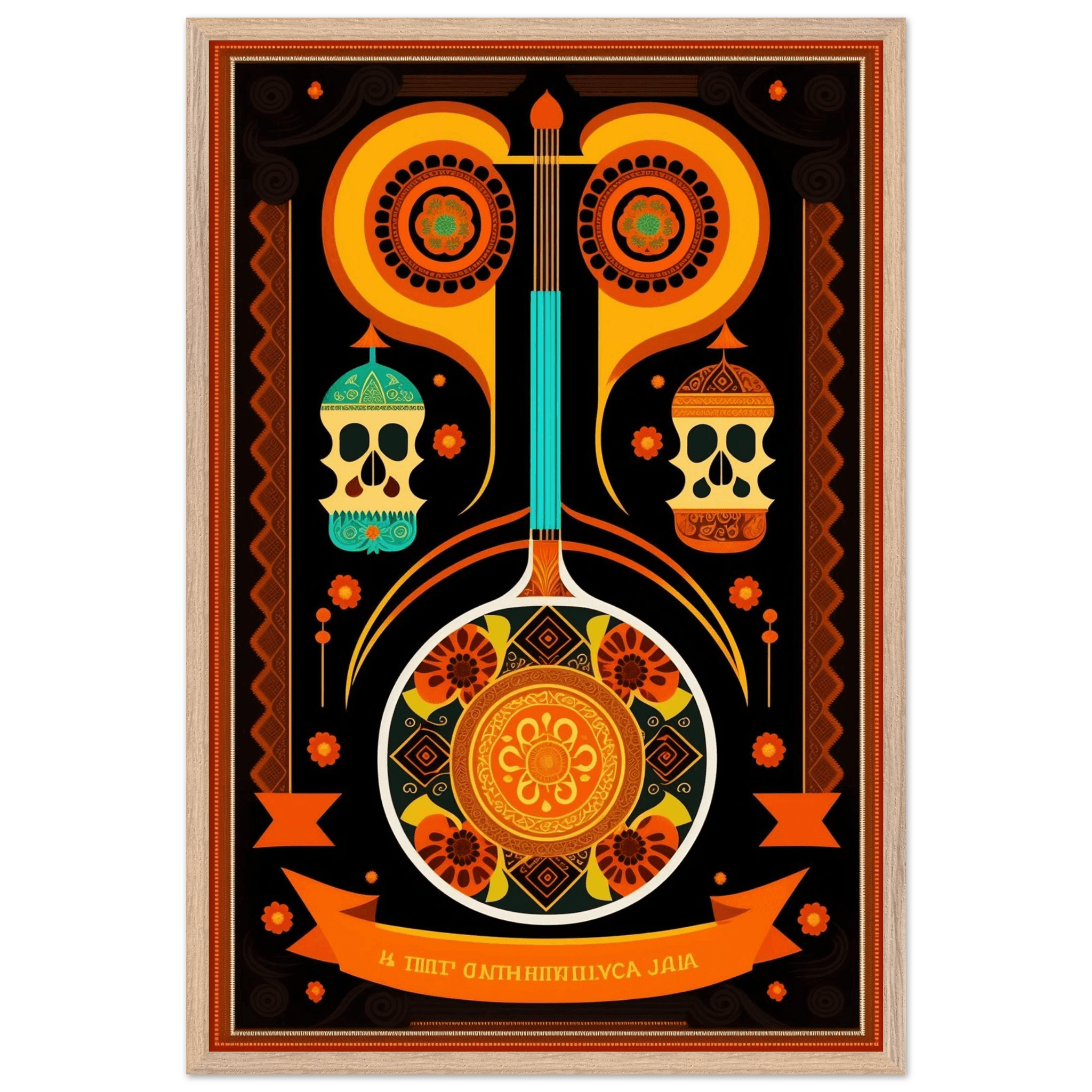 Vibrant Day of the Dead Guitar - Vibrantwalls