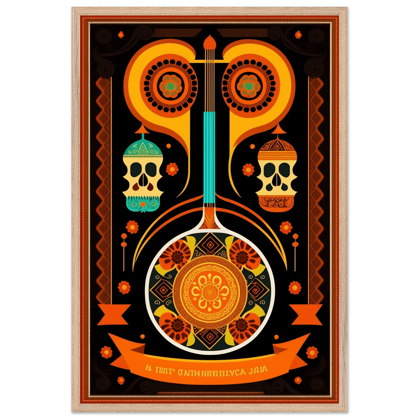 Vibrant Day of the Dead Guitar - Vibrantwalls