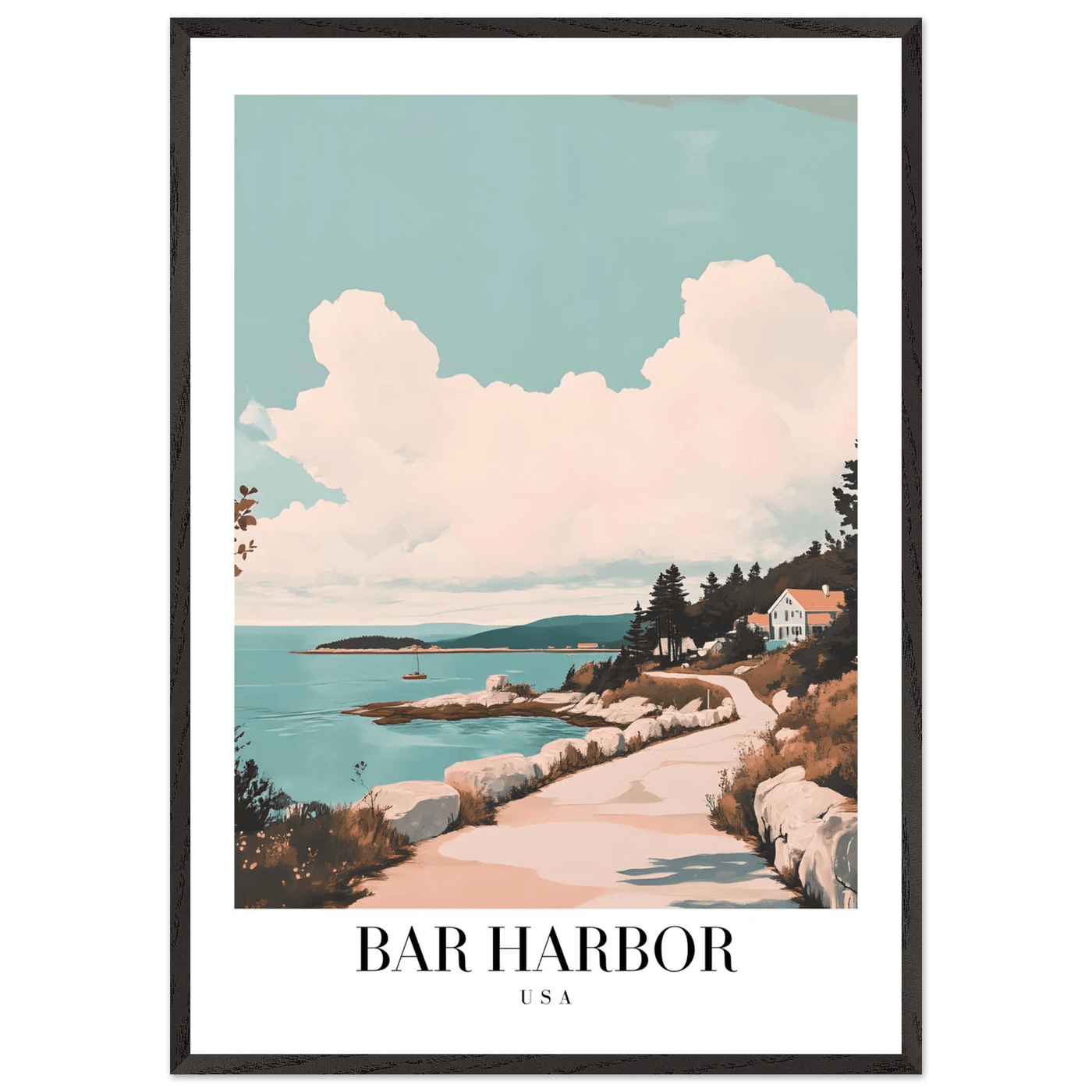 Bar Harbor Maine Framed Poster – Coastal Charm Wall Art with Wooden Frame - Vibrantwalls