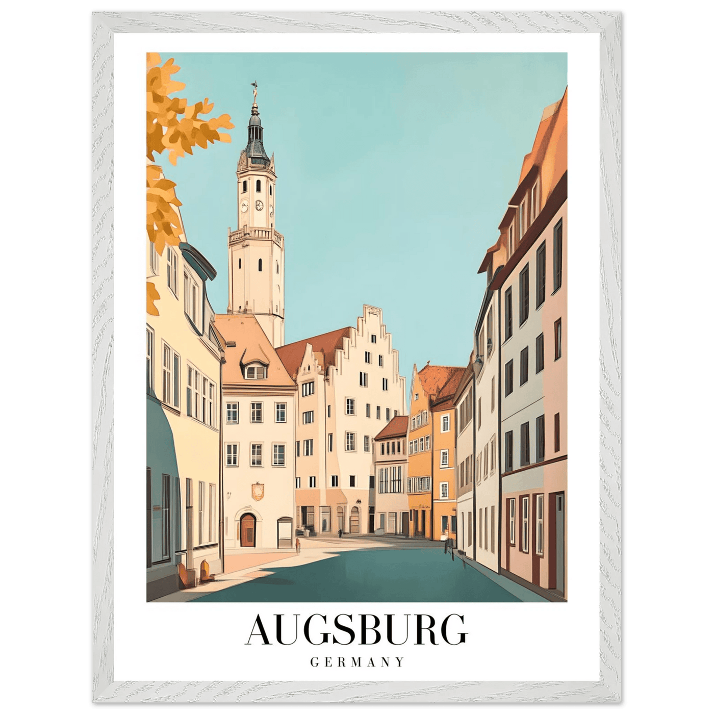 Augsburg Germany Framed Poster – Vintage European Cityscape Wall Art with Wooden Frame in Various Sizes - Vibrantwalls