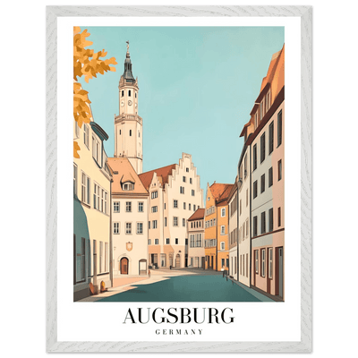 Augsburg Germany Framed Poster – Vintage European Cityscape Wall Art with Wooden Frame in Various Sizes - Vibrantwalls