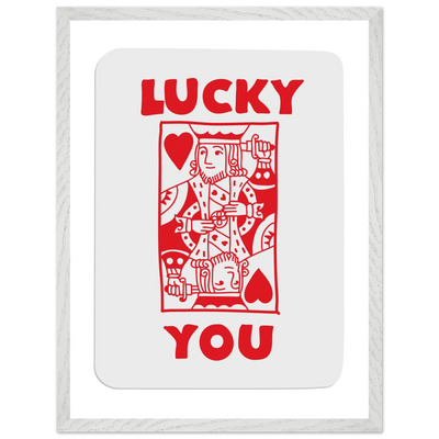 Lucky You Poker Card Art Print - Two of Hearts King - Framed Poster with Eco-Friendly Wood Frame - Vibrantwalls