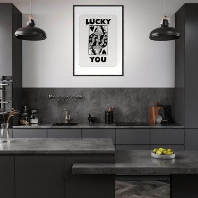 Lucky You Poker Card Queen of Hearts Art Print - Mounted Framed Poster, Eco-Friendly Wood Frame - Vibrantwalls
