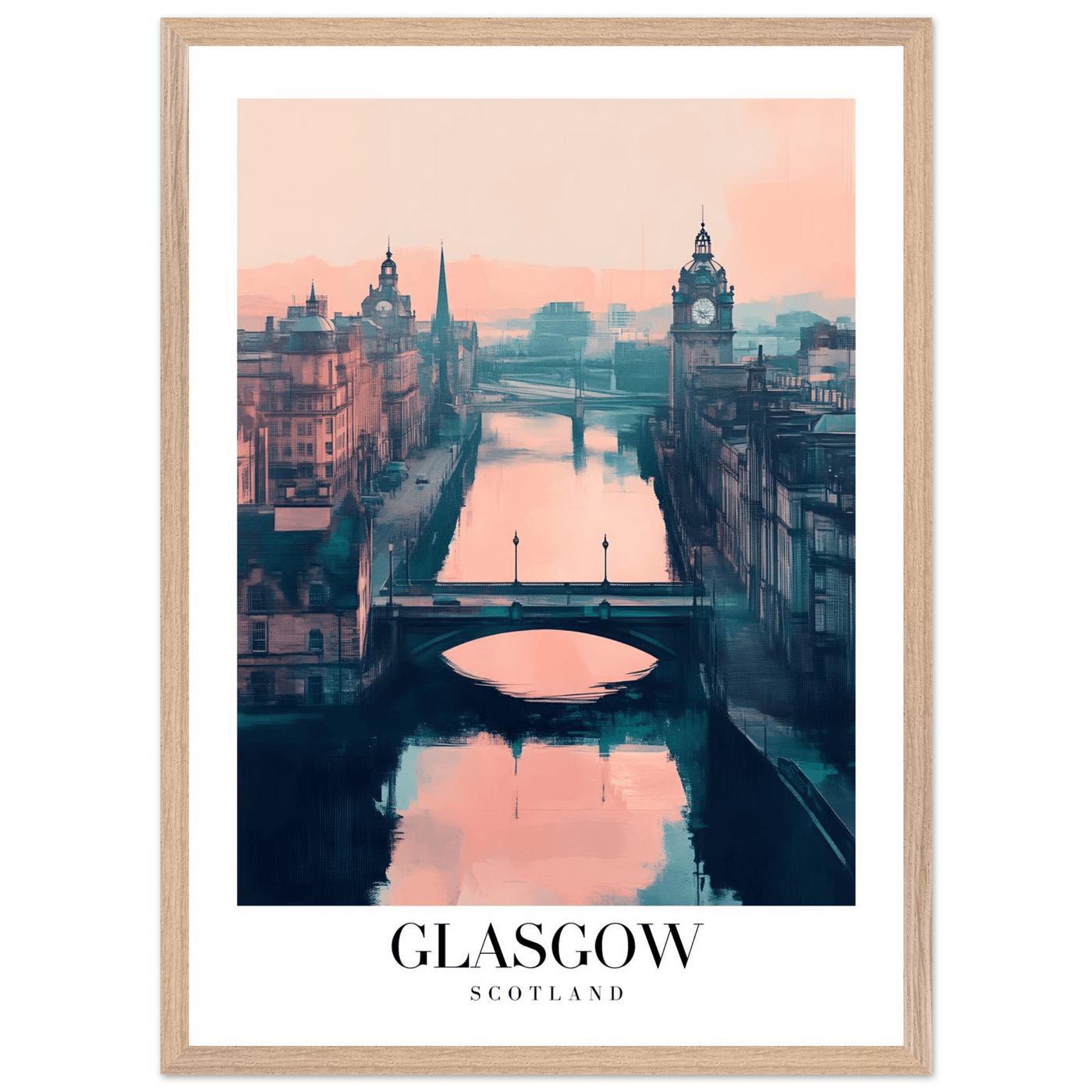 Glasgow Scotland Framed Poster – Atmospheric Cityscape Wall Art with Customizable Wooden Frame - Vibrantwalls