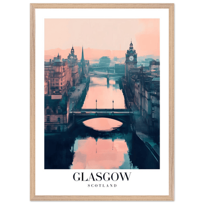 Glasgow Scotland Framed Poster – Atmospheric Cityscape Wall Art with Customizable Wooden Frame - Vibrantwalls