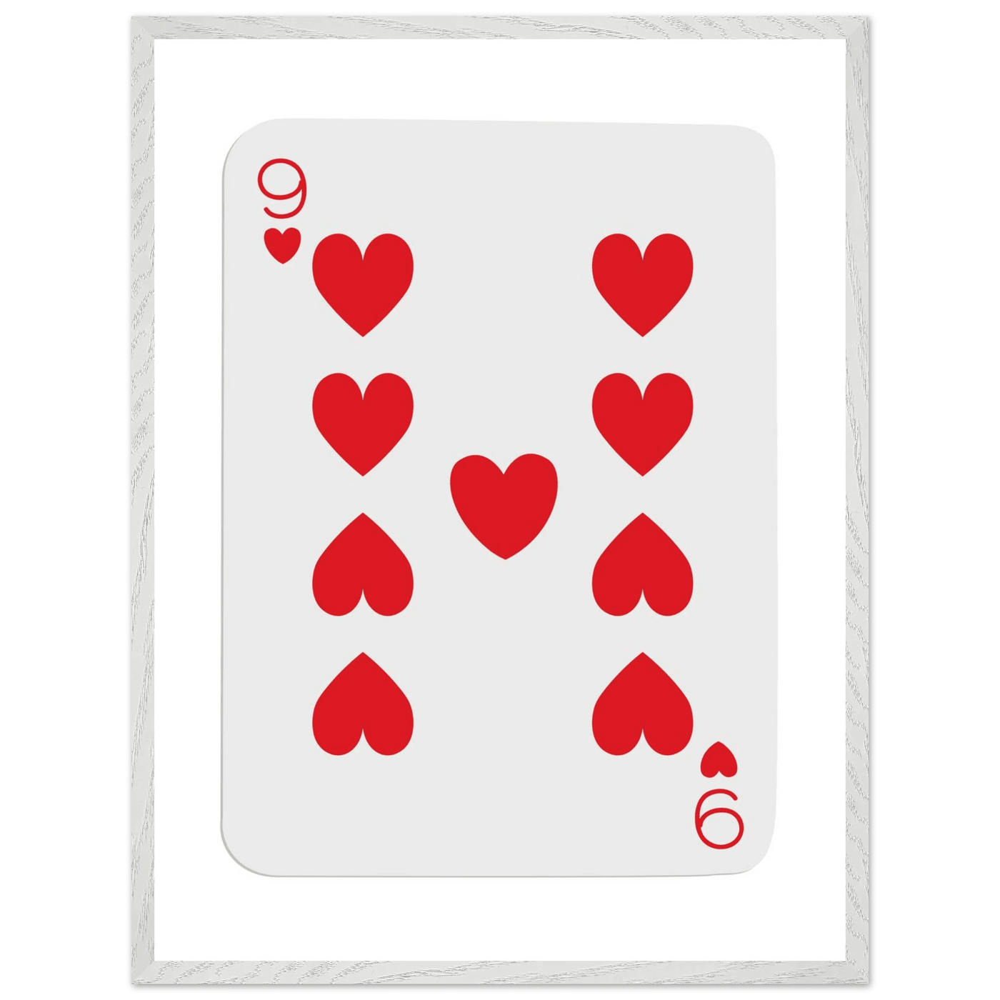 Bold Nine of Hearts Poker Card Print - Eco-Friendly Framed Poster Art in Your Choice of Frame & Size - Vibrantwalls