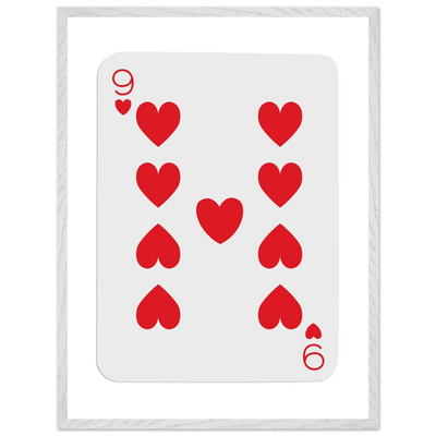 Bold Nine of Hearts Poker Card Print - Eco-Friendly Framed Poster Art in Your Choice of Frame & Size - Vibrantwalls