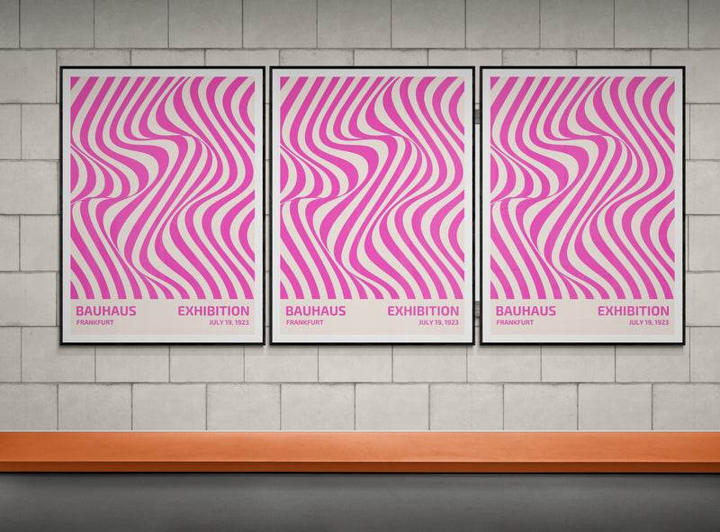 Bauhaus Pink Stripe Abstract Art Print – Modern Minimalist Framed Poster in Multiple Sizes - Vibrantwalls