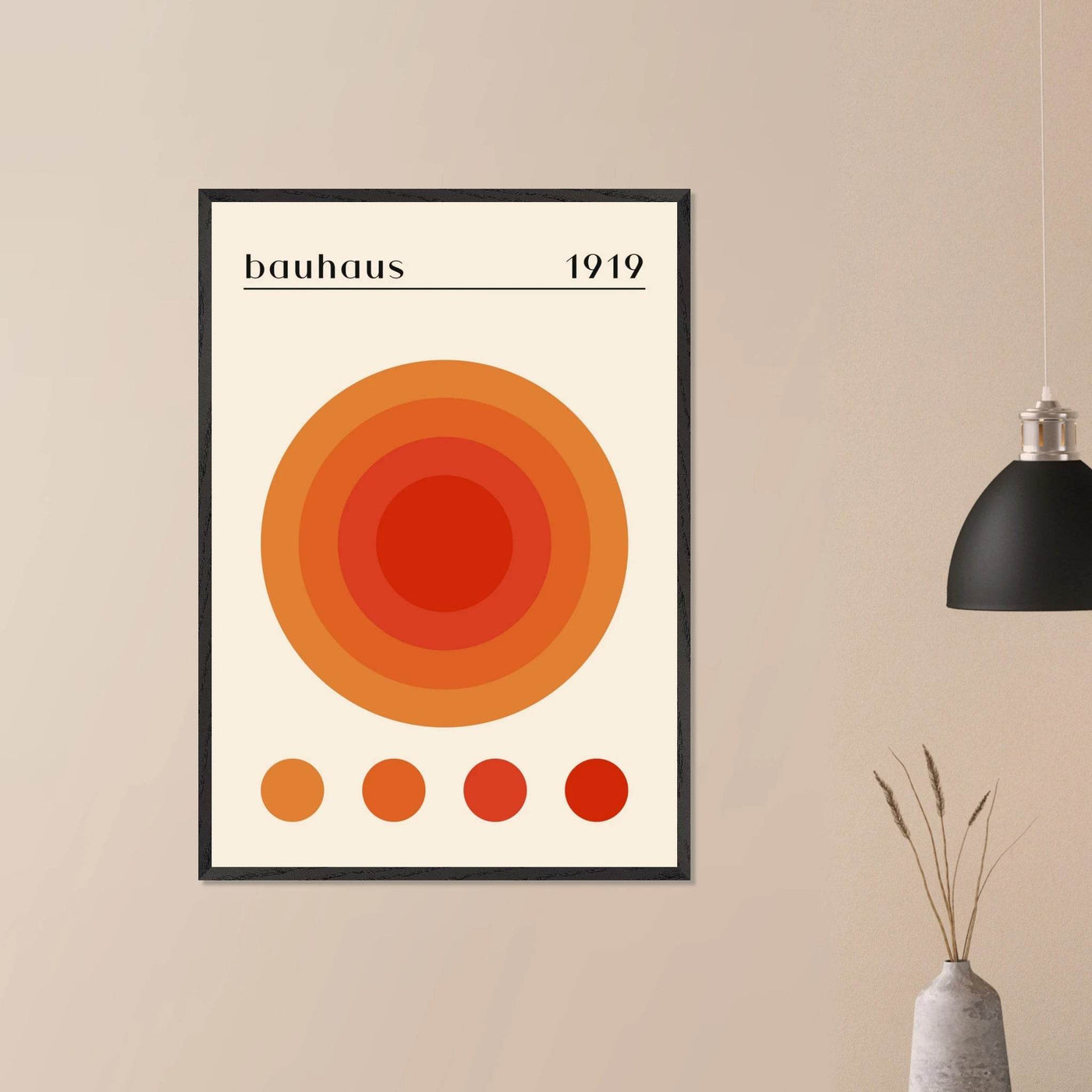 Bauhaus 1919 Orange & Red Circles - Vibrantwalls