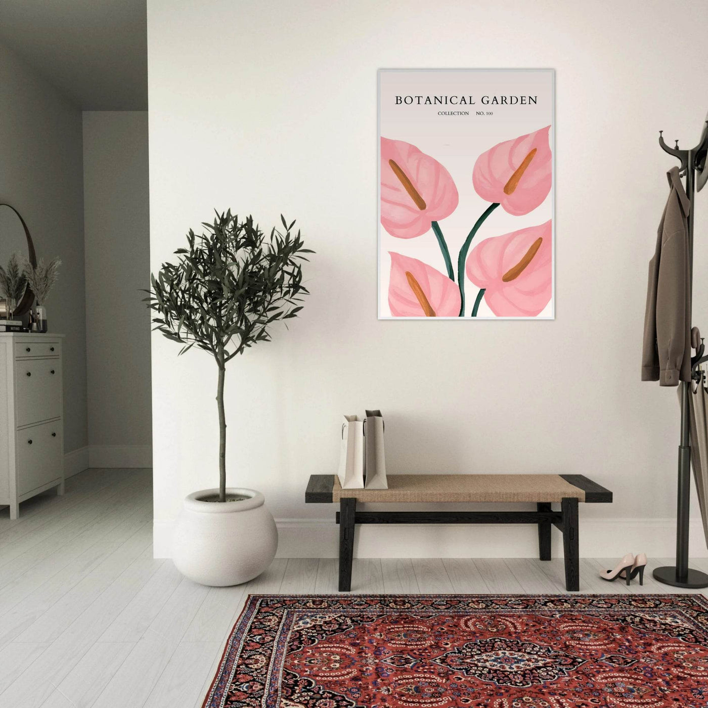 Botanical Garden Framed Poster – Pink Anthurium Bloom Art Print | Elegant & Ready-to-Hang - Vibrantwalls