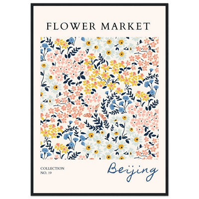 Flower Market Beijing Framed Poster – Whimsical Floral Art Print in Pastel Hues | Ready-to-Hang Wall Decor - Vibrantwalls