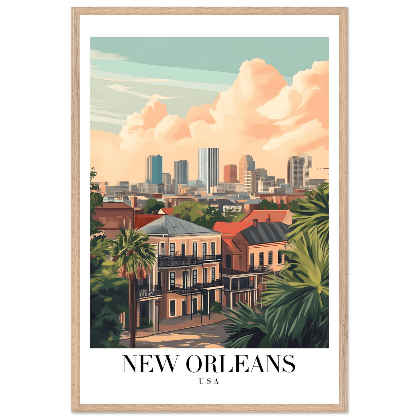 New Orleans Warm Hues Vintage Travel Poster - Wall Art - Vibrantwalls