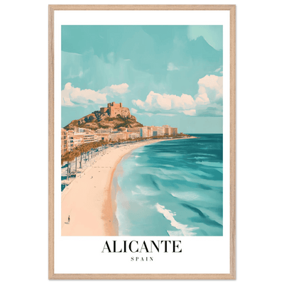 Alicante Spain Framed Poster – Vintage Coastal Wall Art with Azure Blues & Sandy Hues - Vibrantwalls