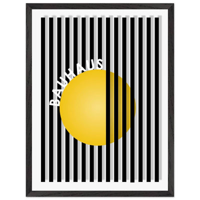 Bauhaus Yellow Circle Wall Art with Modern Stripes - Vibrantwalls