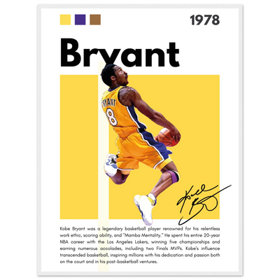 Kobe Bryant Number 24 Lakers Modern Print 60x80 cm 24x32″ White frame Vibrantwalls