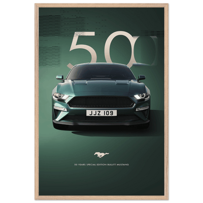 1968 Bullitt Mustang GT - 50th Anniversary Framed Poster | Iconic Dark Highland Green, Ready-to-Hang Wall Art - Vibrantwalls