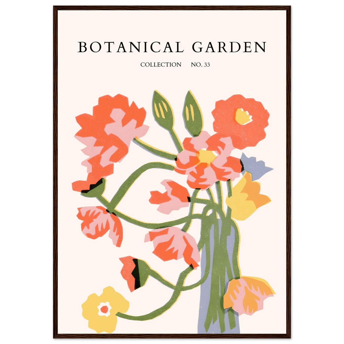 Botanical Garden Framed Poster - Abstract Floral Art Print | Warm Hues & Nature-Inspired Decor - Vibrantwalls