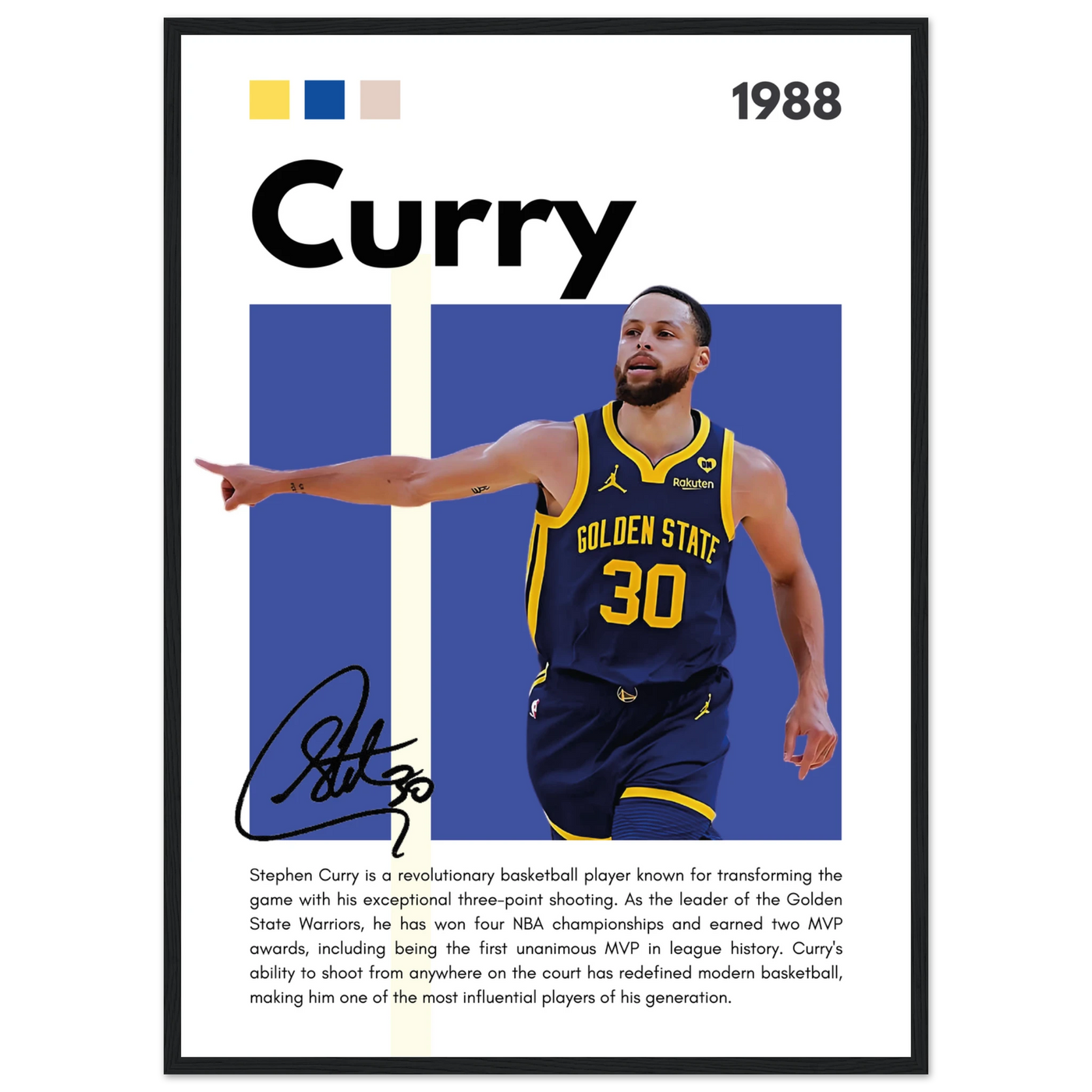 Stephen Curry Chef Curry Warriors Framed Poster 50x70 cm 20x28″ Black frame Vibrantwalls