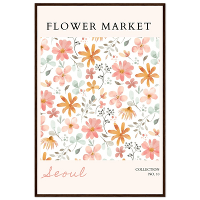Seoul Flower Market Framed Poster – Delicate Watercolor Blooms & Botanical Art Print | Ready-to-Hang - Vibrantwalls