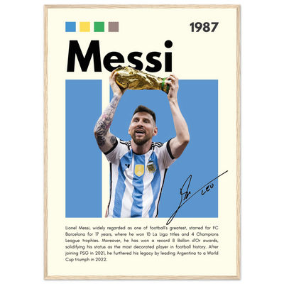 Lionel Messi World Cup Champion Framed Poster A1 (59.4 x 84.1 cm) Wood frame Vibrantwalls