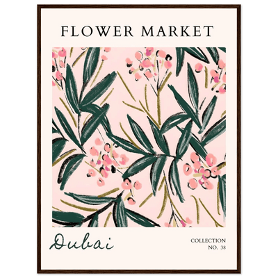 Dubai Flower Market Art Print – Blush Pink & Emerald Green Botanical Framed Poster | Ready-to-Hang - Vibrantwalls