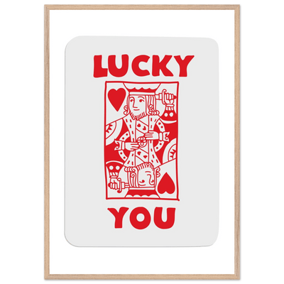 Lucky You Poker Card Art Print - Two of Hearts King - Framed Poster with Eco-Friendly Wood Frame - Vibrantwalls