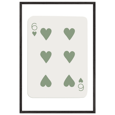 Minimalist Six of Hearts Poker Card Print - Mounted & Framed Art in Eco-Friendly Wood, Choose Your Size & Frame - Vibrantwalls