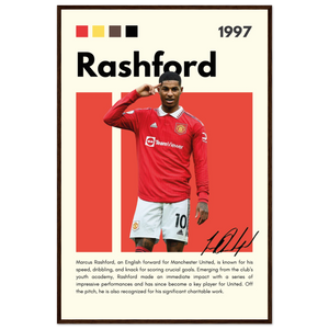 Marcus Rashford Manchester United Soccer Framed Poster – Iconic Red Devil Art Print 60x90 cm 24x36″ Dark wood frame Vibrantwalls
