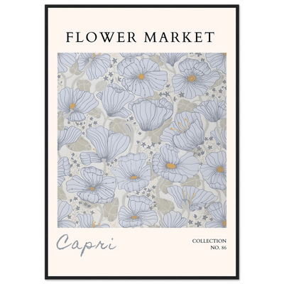 Capri Flower Market Framed Poster – Serene Floral Art Print in Cool Tones | Ready-to-Hang Wall Decor - Vibrantwalls
