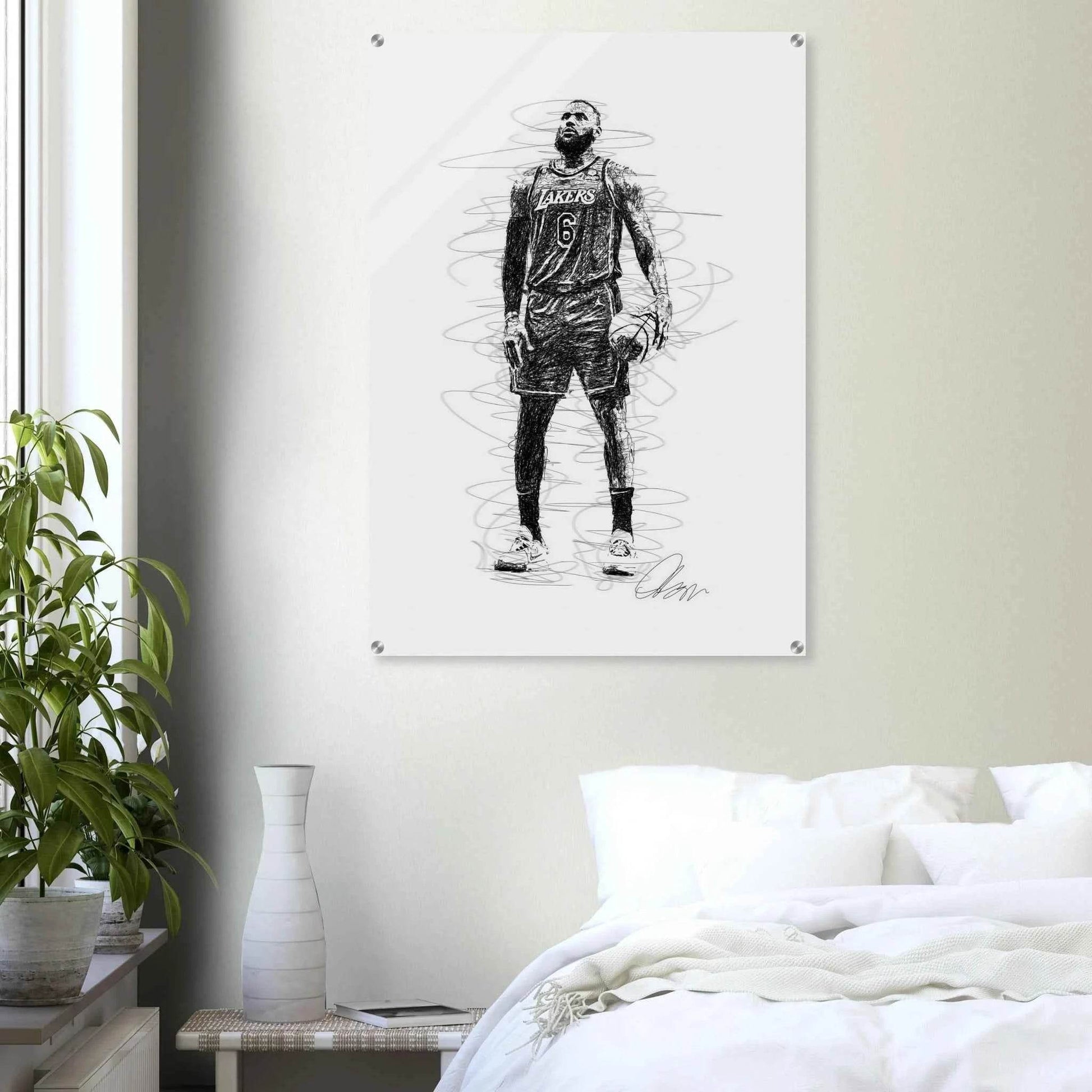 LeBron James Wall Art – Dynamic, Modern NBA Sketch Acrylic Print for Sports Fans - Vibrantwalls