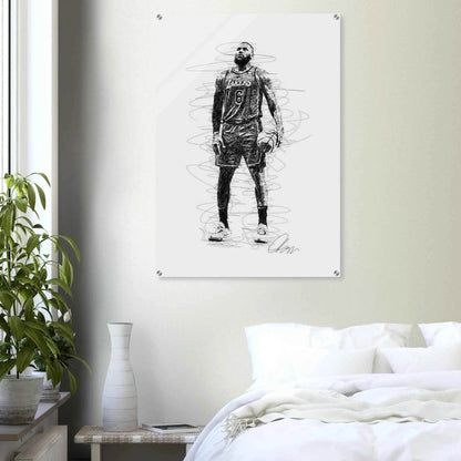 LeBron James Wall Art – Dynamic, Modern NBA Sketch Acrylic Print for Sports Fans - Vibrantwalls