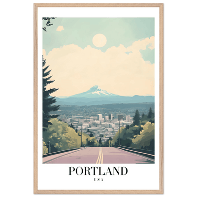 Portland Oregon Framed Poster – Mid-Century Modern Travel Art with Your Choice of Frame - Vibrantwalls