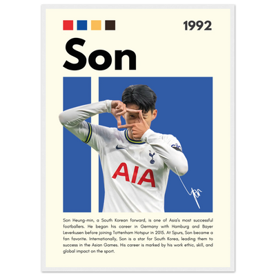 Son Heung-min Tottenham Hotspur Framed Football Poster 50x70 cm 20x28″ White frame Vibrantwalls
