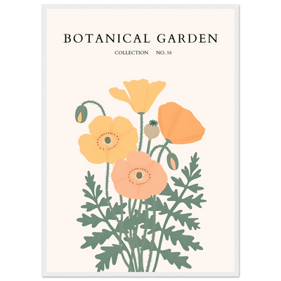 Botanical Garden Poppy Framed Poster – Warm Hues & Nature Art Print | Ready-to-Hang Floral Decor - Vibrantwalls
