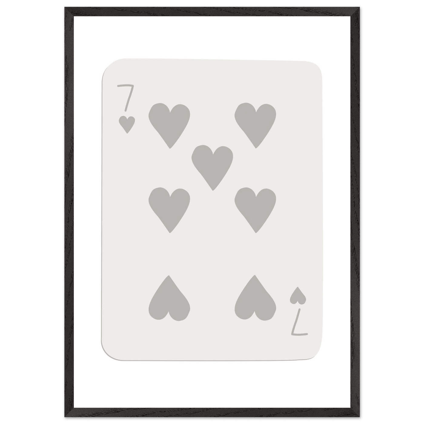 Minimalist Poker Card Print - Seven of Hearts - Mounted Eco-Friendly Framed Art, Custom Sizes & Finishes - Vibrantwalls