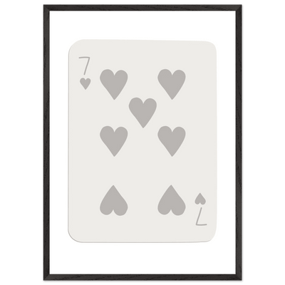 Minimalist Poker Card Print - Seven of Hearts - Mounted Eco-Friendly Framed Art, Custom Sizes & Finishes - Vibrantwalls