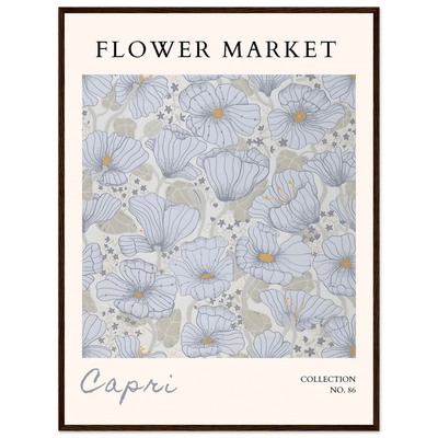Capri Flower Market Framed Poster – Serene Floral Art Print in Cool Tones | Ready-to-Hang Wall Decor - Vibrantwalls