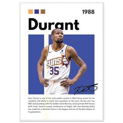 Kevin Durant Slim Reaper Suns Framed Poster 70x100 cm 28x40″ White frame Vibrantwalls