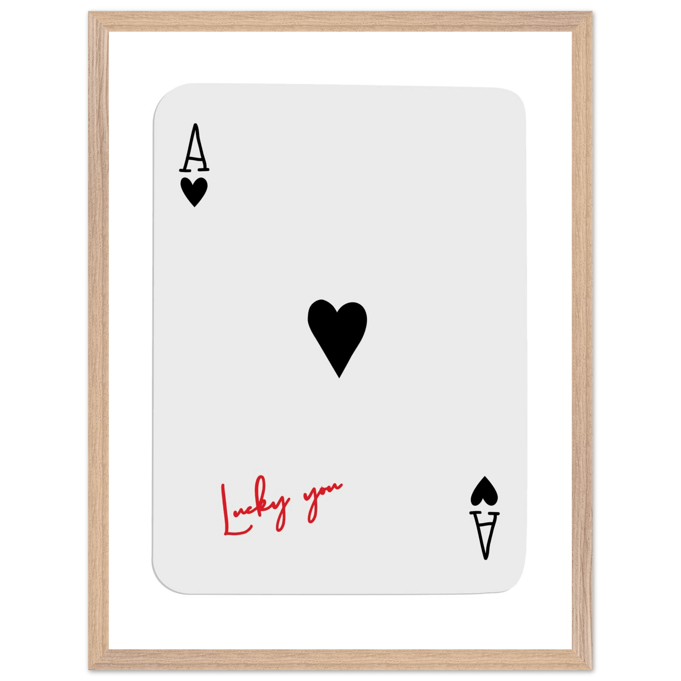 Lucky Ace of Hearts Framed Poster - Modern Poker Card Art, Eco-Friendly Wood Frame in Your Choice of Style - Vibrantwalls