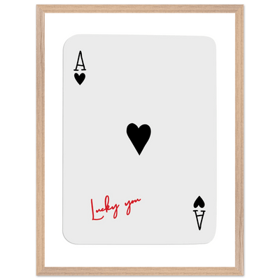 Lucky Ace of Hearts Framed Poster - Modern Poker Card Art, Eco-Friendly Wood Frame in Your Choice of Style - Vibrantwalls