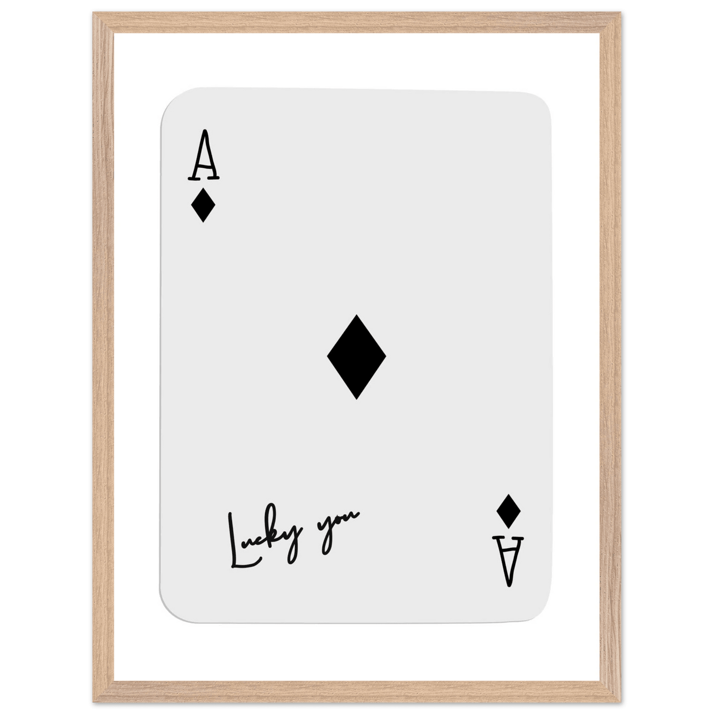 Lucky You Ace of Diamonds Poker Card Print - Mounted Framed Poster Art, Eco-Friendly Wood Frame in Your Choice of Style - Vibrantwalls