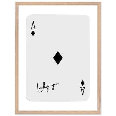 Lucky You Ace of Diamonds Poker Card Print - Mounted Framed Poster Art, Eco-Friendly Wood Frame in Your Choice of Style - Vibrantwalls