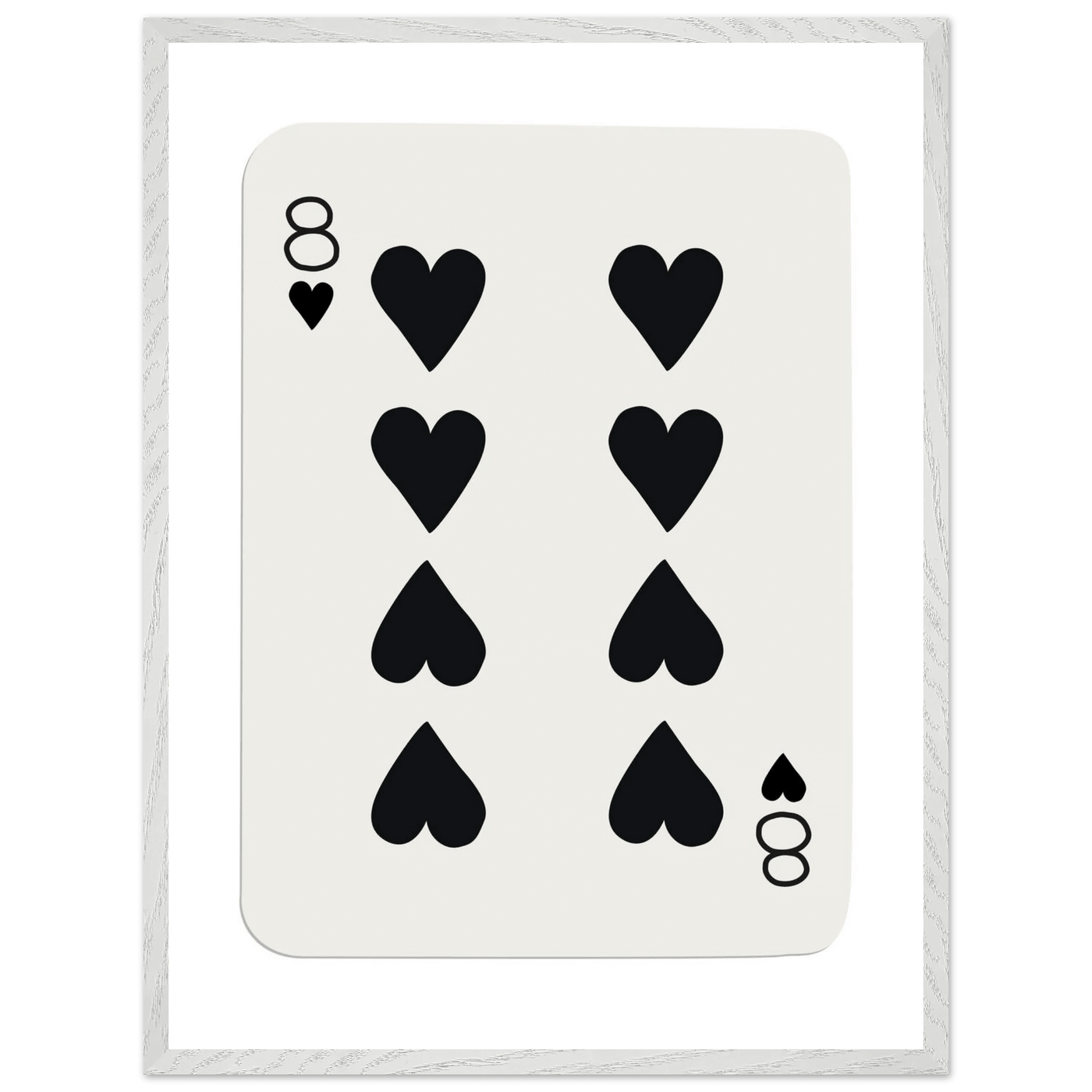 Minimalist Eight of Hearts Poker Card Print - Framed Wall Art, Sustainable Wood Frame, Choose Your Finish & Size - Vibrantwalls
