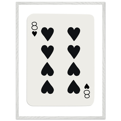 Minimalist Eight of Hearts Poker Card Print - Framed Wall Art, Sustainable Wood Frame, Choose Your Finish & Size - Vibrantwalls