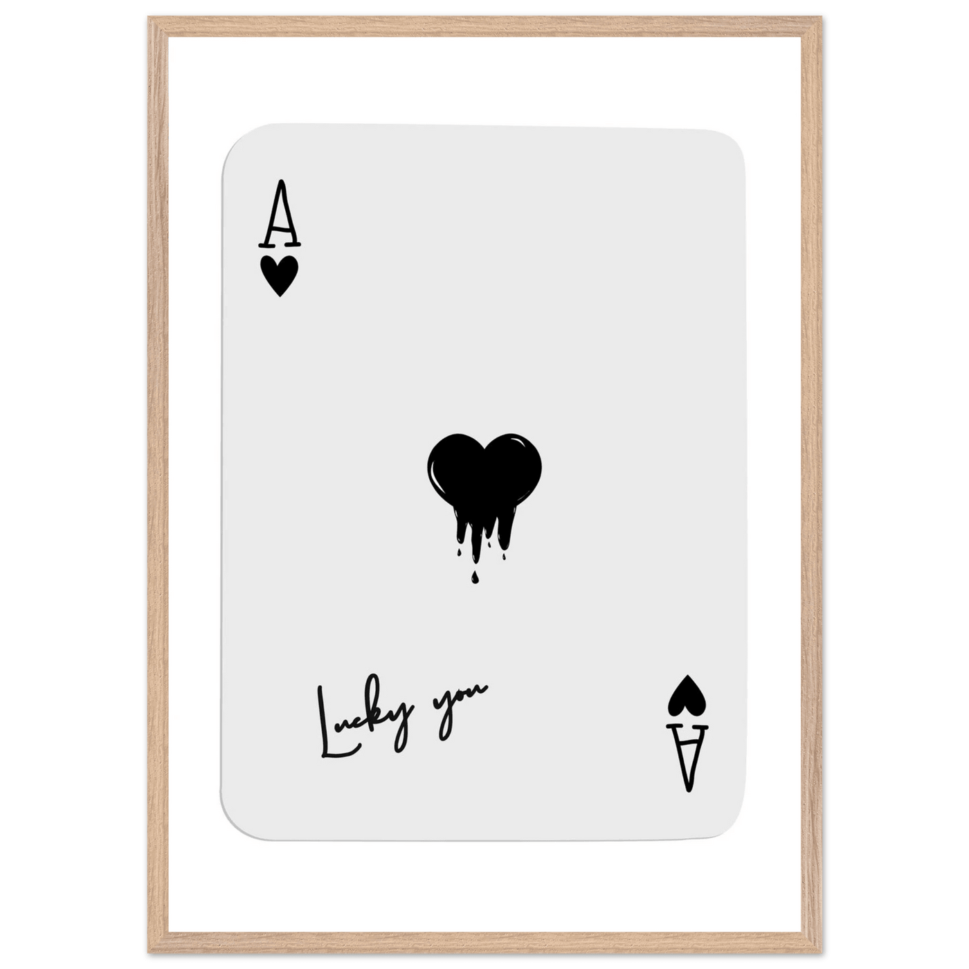 Lucky Ace of Hearts Dripping Art Print - Framed Poster, Modern Poker Card Decor, Eco-Friendly Wood Frame - Vibrantwalls