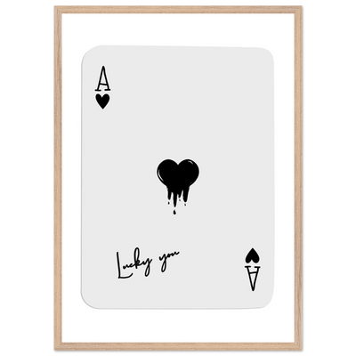 Lucky Ace of Hearts Dripping Art Print - Framed Poster, Modern Poker Card Decor, Eco-Friendly Wood Frame - Vibrantwalls